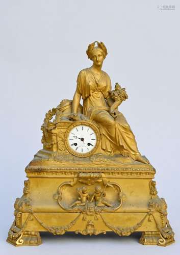 Large Louis-Philippe clock in gilded bronze, by Giteau - Pal...