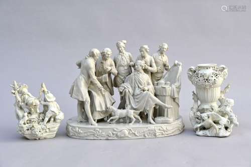 Collection of p‚te tendre: a large 19th century sculpture an...