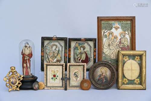 Collection of religious objects (frame 30x21cm)