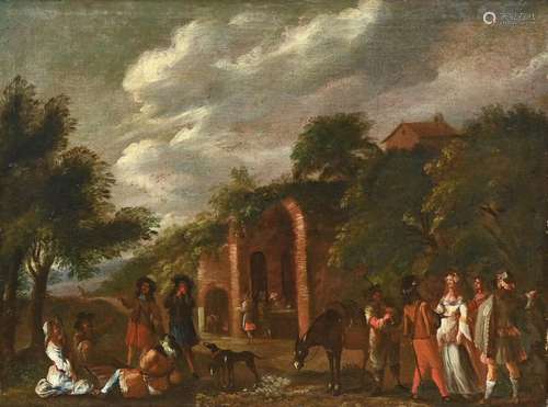 Anonymous (17th century): painting (o/c) 'ruins with charact...