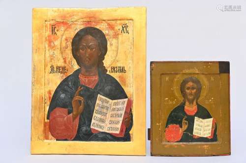 Two Russian icons 'Christ' (31x26.5cm) (49x38cm)