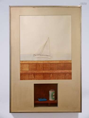 Jeroen Henneman 1971: mixed media 'sailing yacht' (119x79x9c...