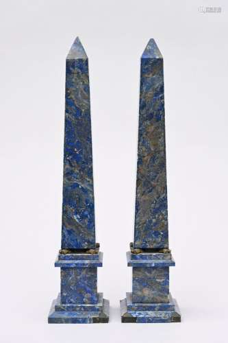 Pair of lapis lazuli obelisks (h49cm) (*)