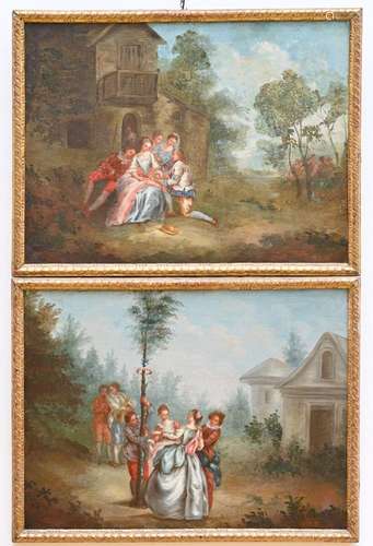 Anonymous (18th century): a pair of paintings (o/c) 'les fÍt...