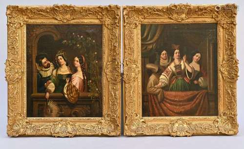 R. Raynaud: two paintings (o/c) 'Neapolitan scenes' 2x(h46x3...