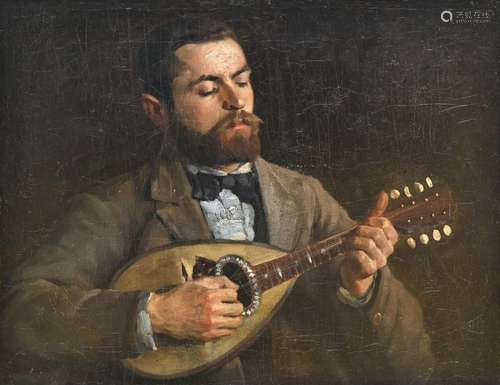 Anonymous (19th century): painting (o/c) 'musician with mand...