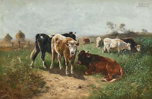 Henry Schouten: painting (o/c) 'cows in a landscape' (62x91....