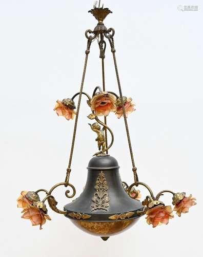 Empire style chandelier, with putti and alabaster coupe (h10...