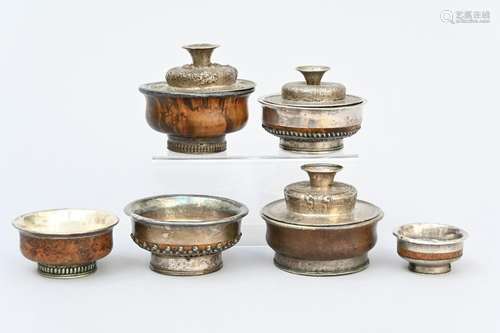 Collection: six Tibetan cups (dia 7 - 11cm)