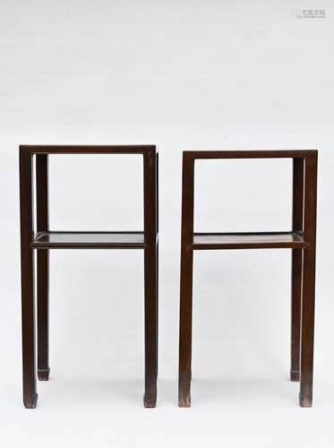 Two Chinese wooden stands (80x42x30cm) (79x40x30cm)