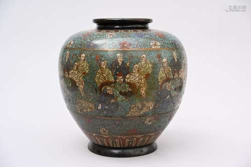 Large champlevÈ vase decorated with Arhats, Japan 19th centu...