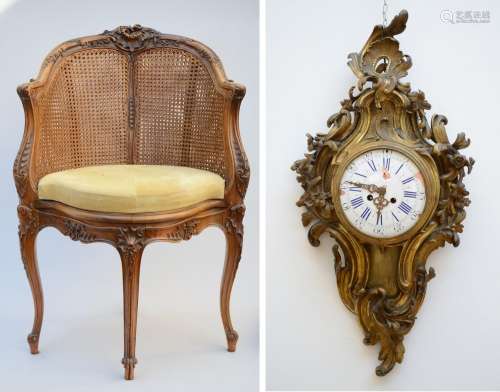 Lot Louis XV style: corner seat and cartel in bronze (h96cm)...