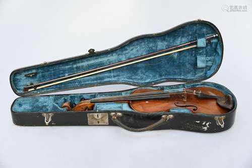 Violin with bow and box, Schweitzer (L36.8cm)