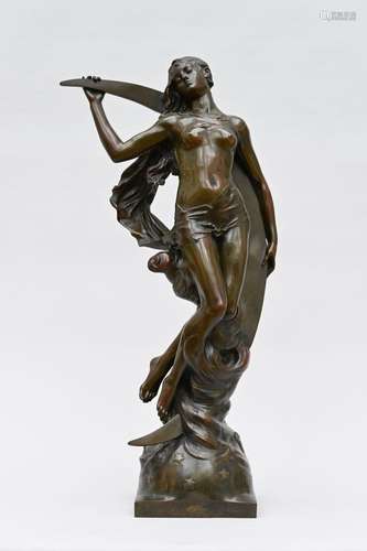 Drouot Edouard: large bronze statue 'La Nuit' (92x46x29cm)