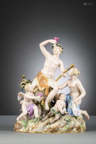 Group in German porcelain, Meissen (32x25x13cm) (*)