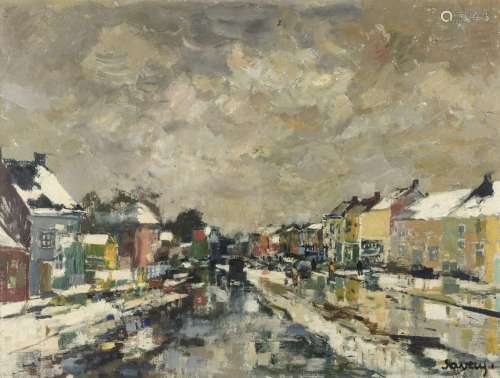 Albert Saverys: painting (o/c) 'city view' (60x80cm) (*)