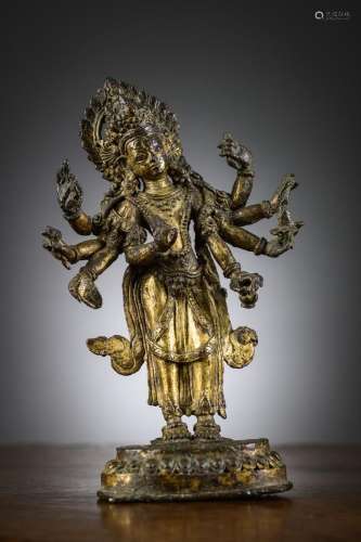 Nepalese gilt bronze statue 'Avalokiteshvara', 17th - 18th c...
