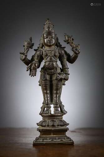 Indian statue in bronze 'Vishnu', 17th-18th century (h22.5cm...