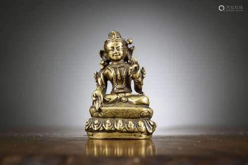 Tibetan statue 'Bodhisattva', 15th - 16th century (h 6.5 cm)...