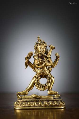 Sino-Tibetan statue in gilded bronze 'Chakrasamvara', Qing d...