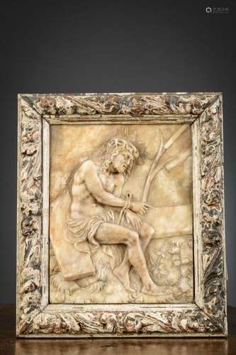 Alabaster carved relief 'Christ on the cold stone', 17th cen...