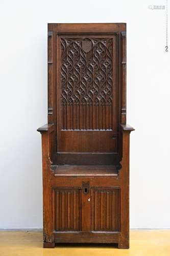 A French oak gothic bishop's chair carved in oak (172x72x49c...