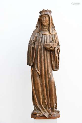 Saint Walburga in linden wood, 15th century (h140cm) (*)