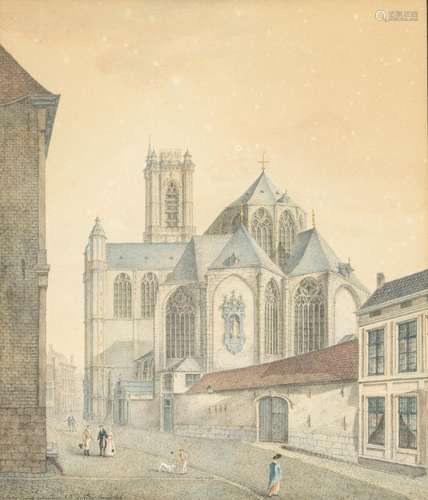 Jean Baptiste De Noter (1819): watercolor 'view of the Ghent...