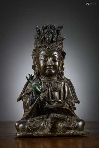 Guanyin in bronze, China late Ming dynasty (h21cm) (*)