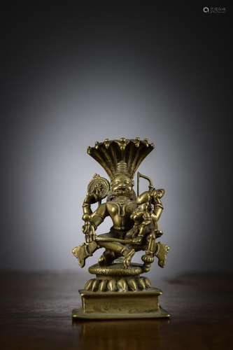 Indian statue in copper 'Hanuman', 19th century (h10.5cm)