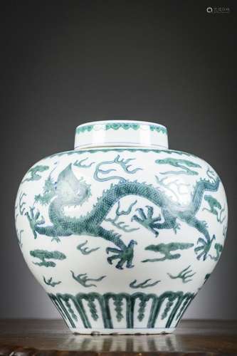 A Chinese doucai vase 'dragons', Qianlong mark (h19cm) (*)