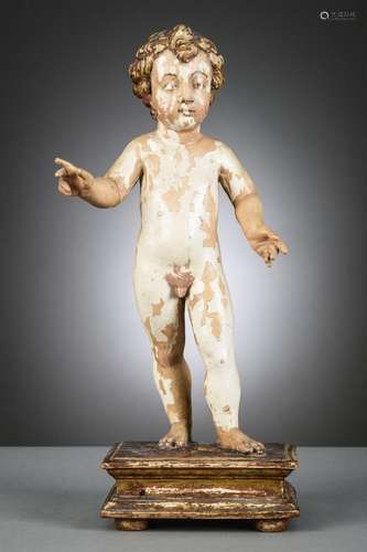 Child Jesus in polychromed wood, 17th - 18th century (h47cm)