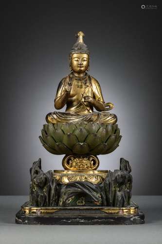 Japanese statue in lacquered wood 'Bodhisattva', Edo period ...