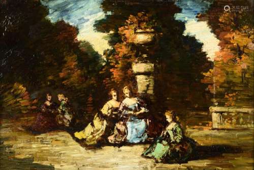 Adolphe Monticelli: painting (o/p) 'gallant scene in the par...