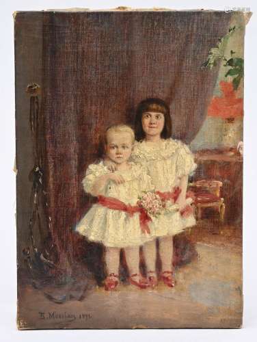 Konstantin Makovsky (?): painting (o/c) 'portrait of two gir...