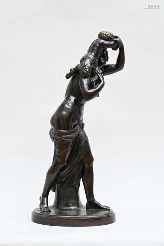 A bronze statue 'female nude with satyr', 19th century (h72c...