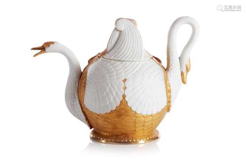 An unusual tea pot and cover by DAGOTY (1771-1840)