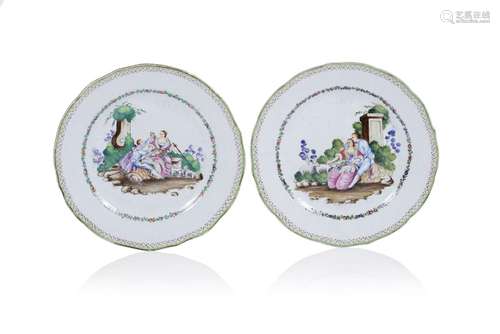 Two "European Figures" plates