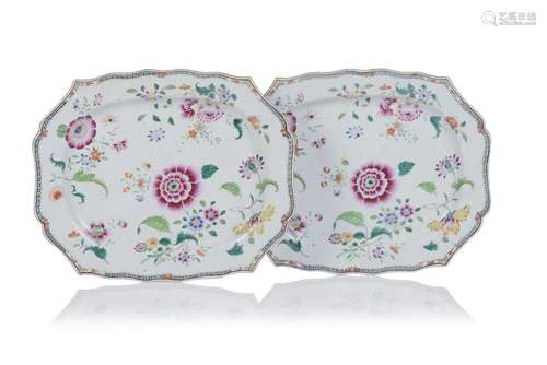 A pair of scalloped serving trays