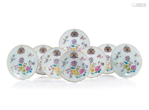 A group of eight armorial plates