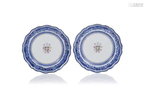 A pair of scalloped plates