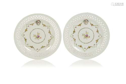 A pair of armorial plates