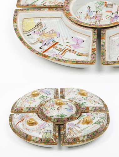 A set of five supper dishes and covers