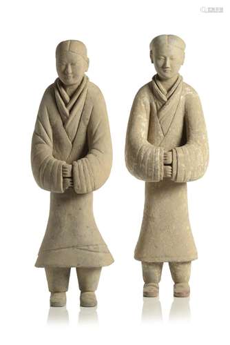 A Pair of terracotta tomb figures