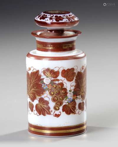 A FRENCH OPALINE TEA CADDY, MADE FOR PERSIAN AND ISLAMIC MAR...