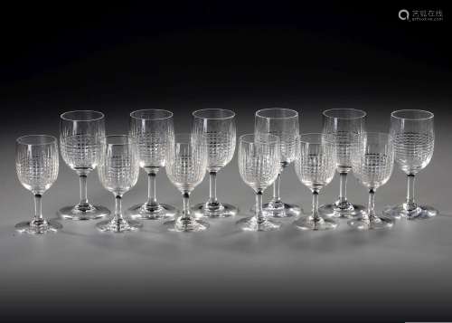 A SET OF TWELVE FRENCH BACCARAT GLASSES, MARKED, CIRCA 1900