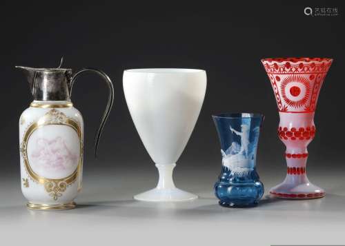 A GROUP OF FOUR DIVERSE GLASS WORK, 19TH CENTURY-EARLY 20TH ...