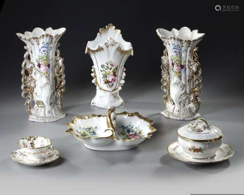 A GROUP OF FRENCH HAND PAINTED PORCELAIN, LATE 19TH CENTURY