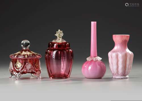 A GROUP OF FOUR MURANO GLASS OBJECTS, LATE 19TH CENTURY