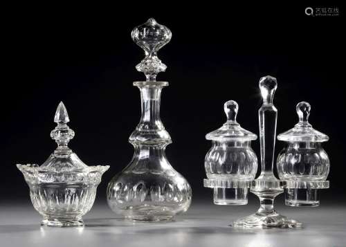 A SET OF FRENCH CUT GLASS AND HAND CARVED CRYSTAL,  MID 19TH...